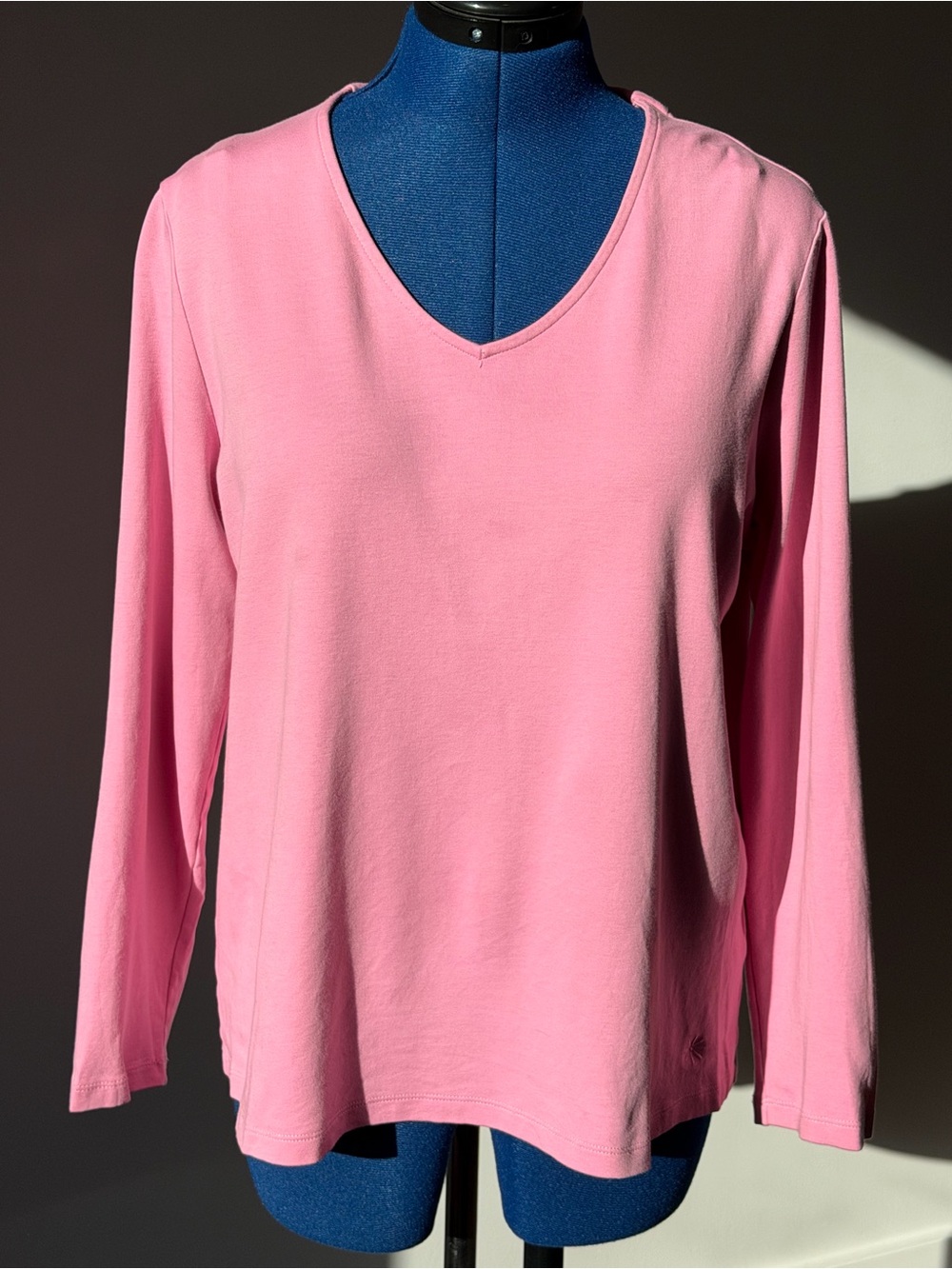 Isaac Mizrahi Pink V-Neck Long Sleeve Top